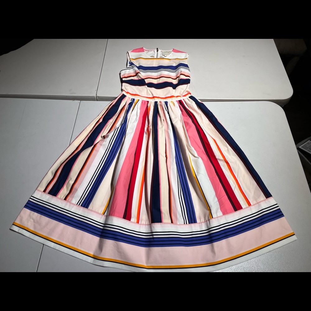 Kate Spade Vibrant Striped Sleeveless Dress Cotton Blend Size 00
